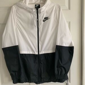 Nike Women's Sportswear Polyester Zip Up Jacket  - White and Black